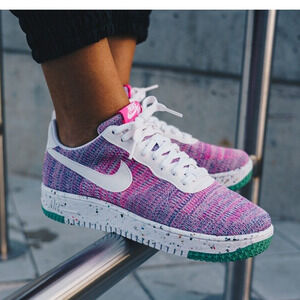 Nike Air Force 1 Low "Crater Flyknit" sneakers size 6 Fuchsia glow white